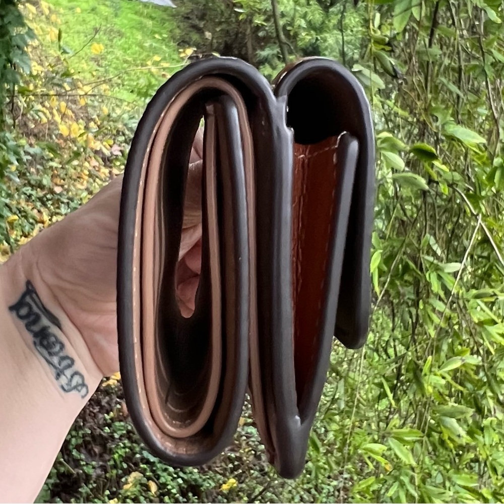 COACH Card Wallet Mini Trifold Wallet Brown Signature Canvas Logo AUTHENTIC - Picture 5 of 8